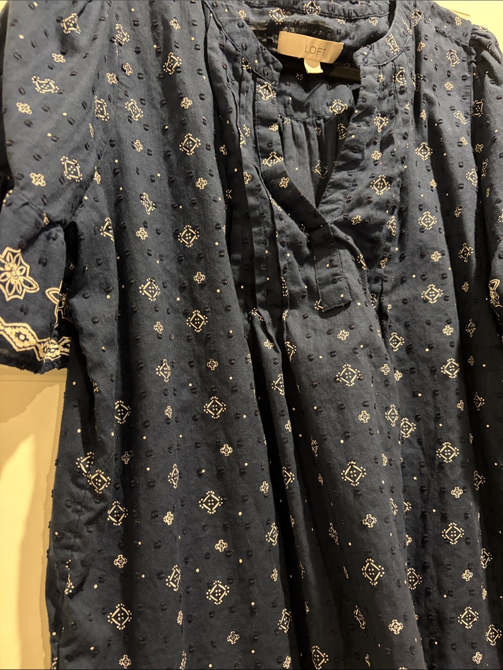 Loft Blue Embroidered Cotton Peasant Top - Picture 3 of 4